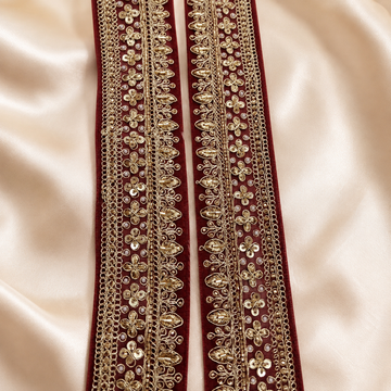 Handcrafted Floral Leaf Embroidered Lace Trim for Ethnic & Designer Wear