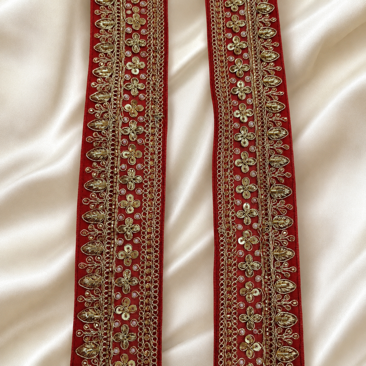 Handcrafted Floral Leaf Embroidered Lace Trim for Ethnic & Designer Wear