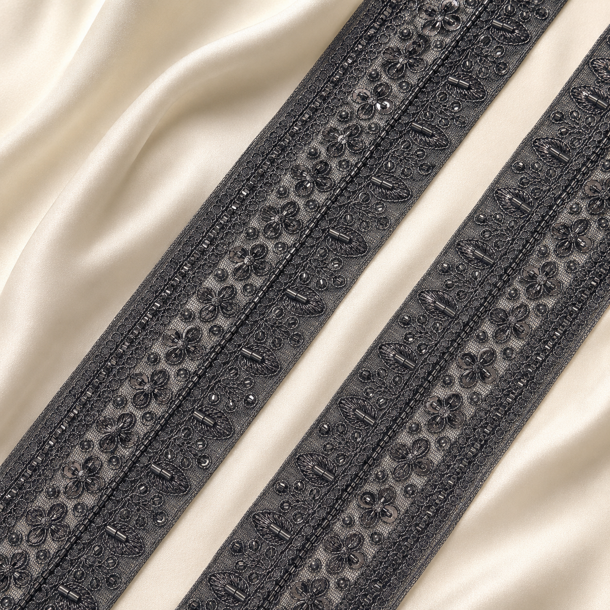 Handcrafted Floral Leaf Embroidered Lace Trim for Ethnic & Designer Wear