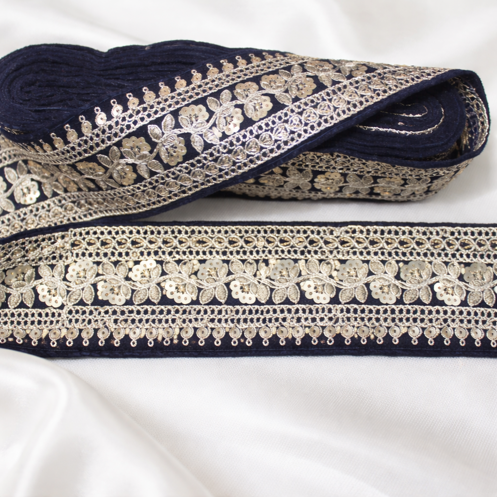 Floral Pearl & Sequin Embroidered Designer Lace