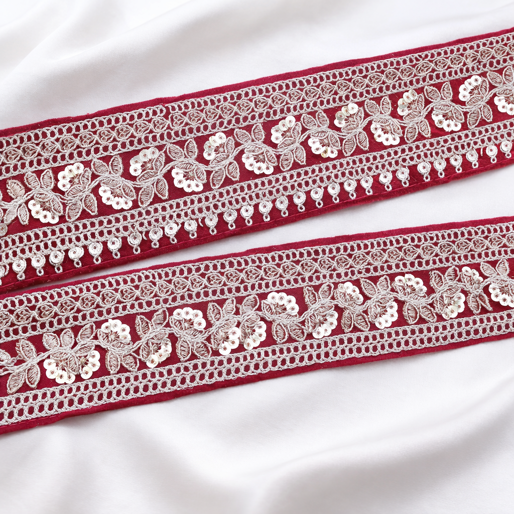 Floral Pearl & Sequin Embroidered Designer Lace