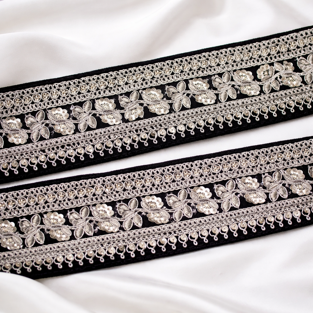 Floral Pearl & Sequin Embroidered Designer Lace