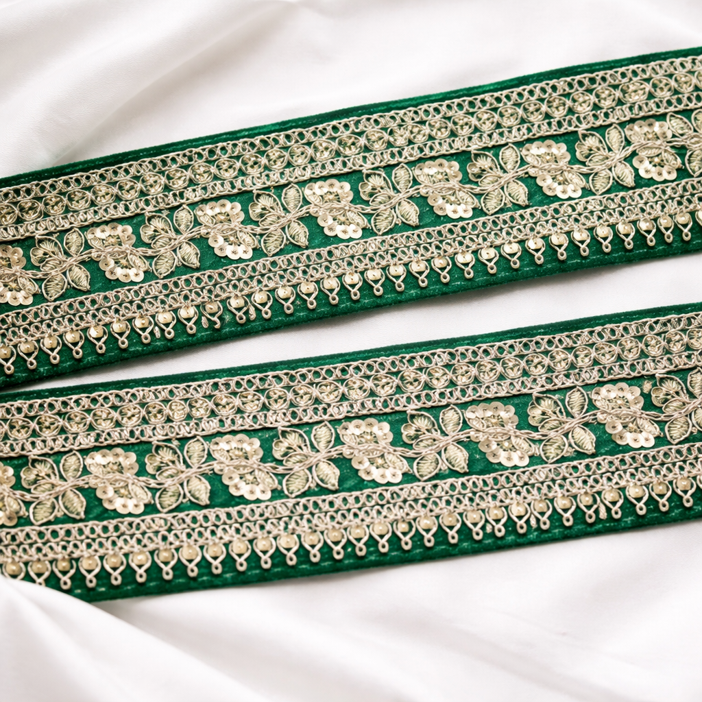 Floral Pearl & Sequin Embroidered Designer Lace