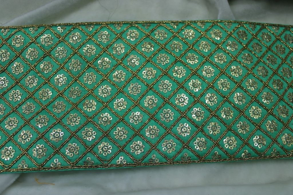 Sea Green Embellished Sequence Trim