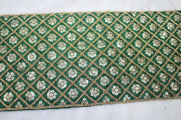 Green Embellished Sequence Trim