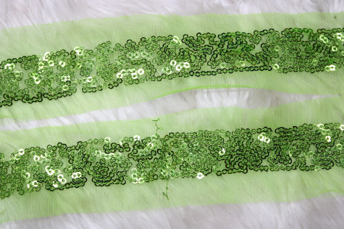 Elegant Green Sequin Trim for Luxe Embellishments