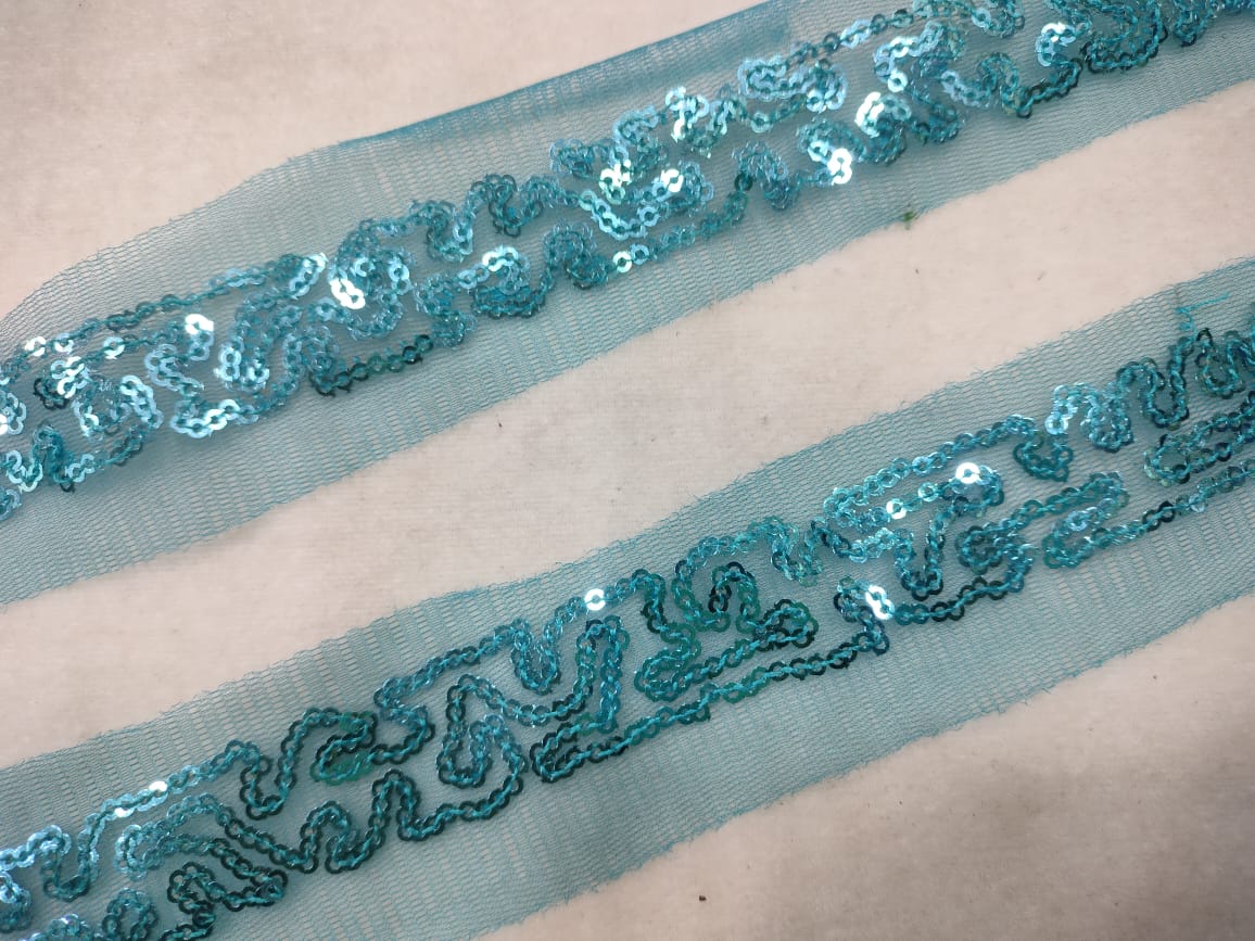 Chic Light Blue Sequin Trim for Elegant Embellishments