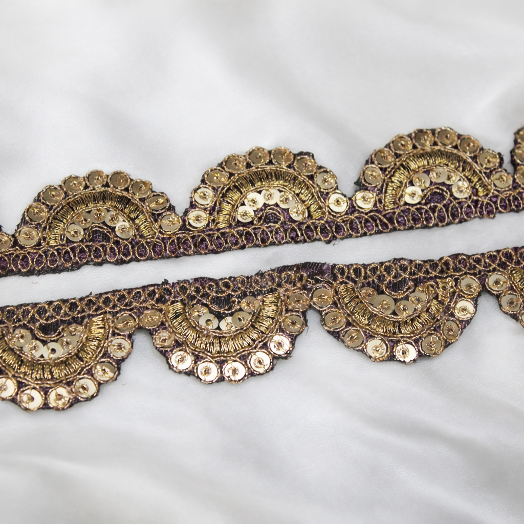 Scalloped Sequin Embroidered Lace Trim Border