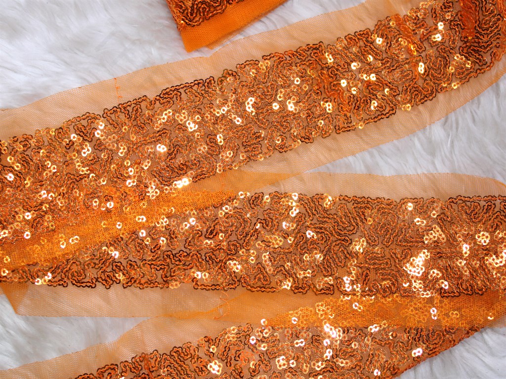 Vibrant Orange Sequin Trim for Glamorous Embellishments