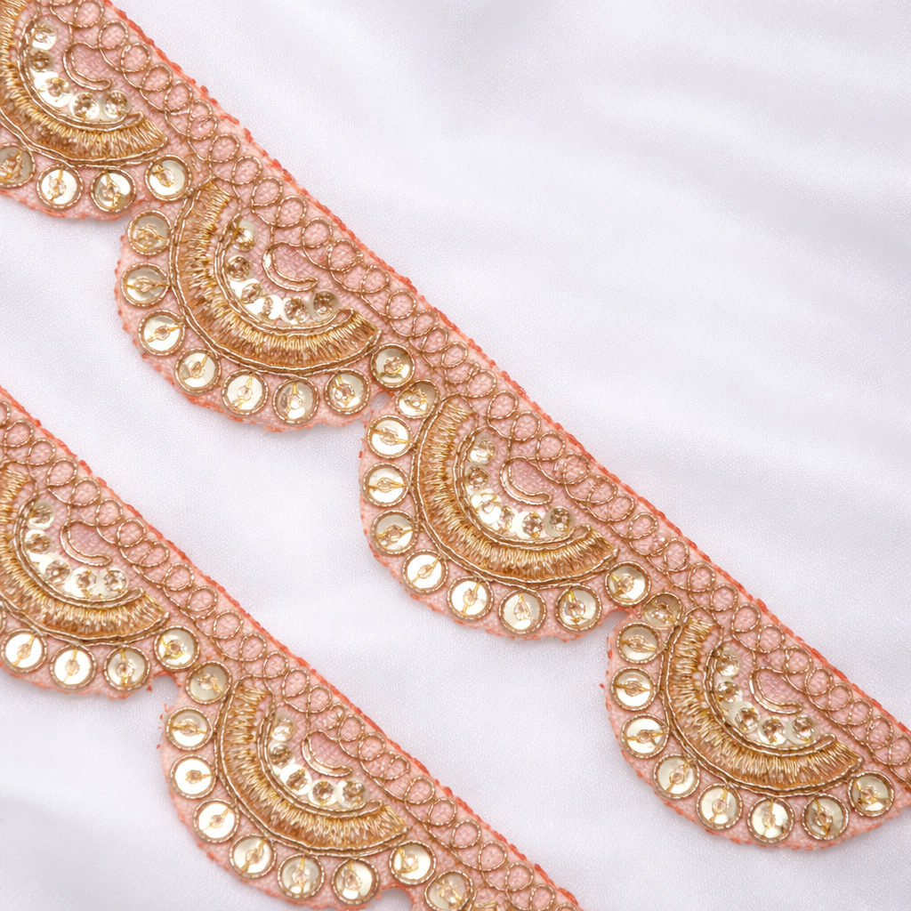 Scalloped Sequin Embroidered Lace Trim Border