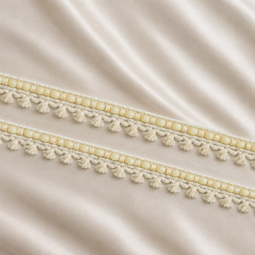 Beaded Crochet Lace Border with Floral Fringe