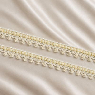 Beaded Crochet Lace Border with Floral Fringe