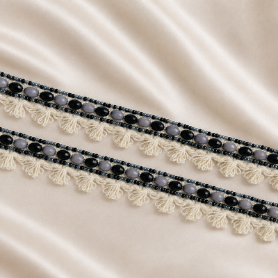 Beaded Crochet Lace Border with Floral Fringe hover