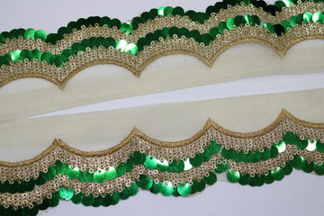 Vibrant Green Sequin Coin-Shaped Trim