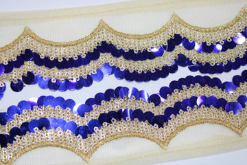 Regal Royal Blue Sequin Coin-Shaped Trim