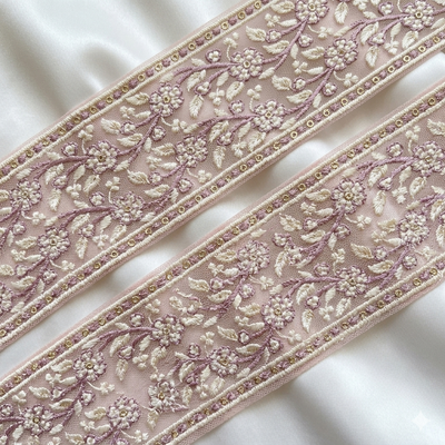 Elegant Floral Embroidered Lace Trim Border hover