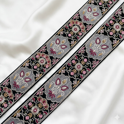 Designer Floral Embroidered Lace Trim Border for Ethnic, Festive & Bridal Wear hover
