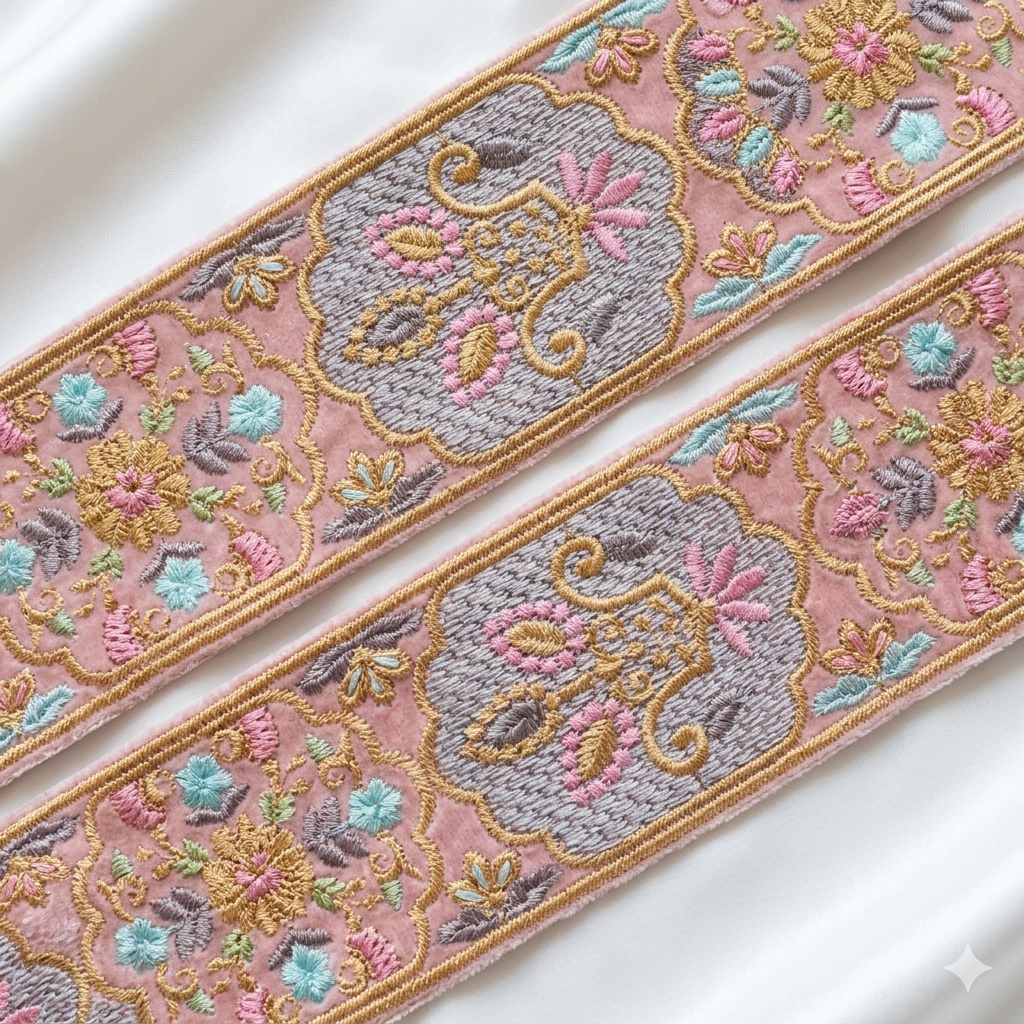 Designer Floral Embroidered Lace Trim Border for Ethnic, Festive & Bridal Wear