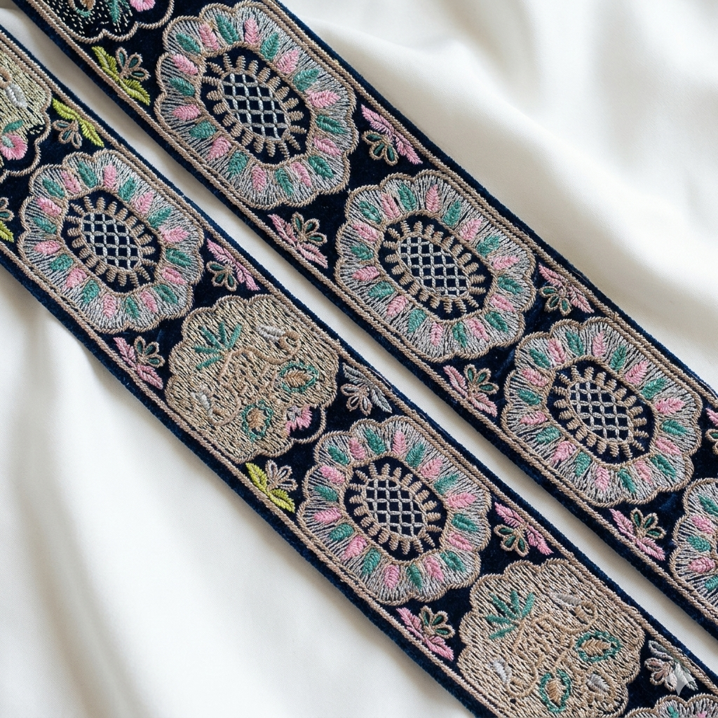 Designer Floral Embroidered Lace Trim Border for Ethnic, Festive & Bridal Wear