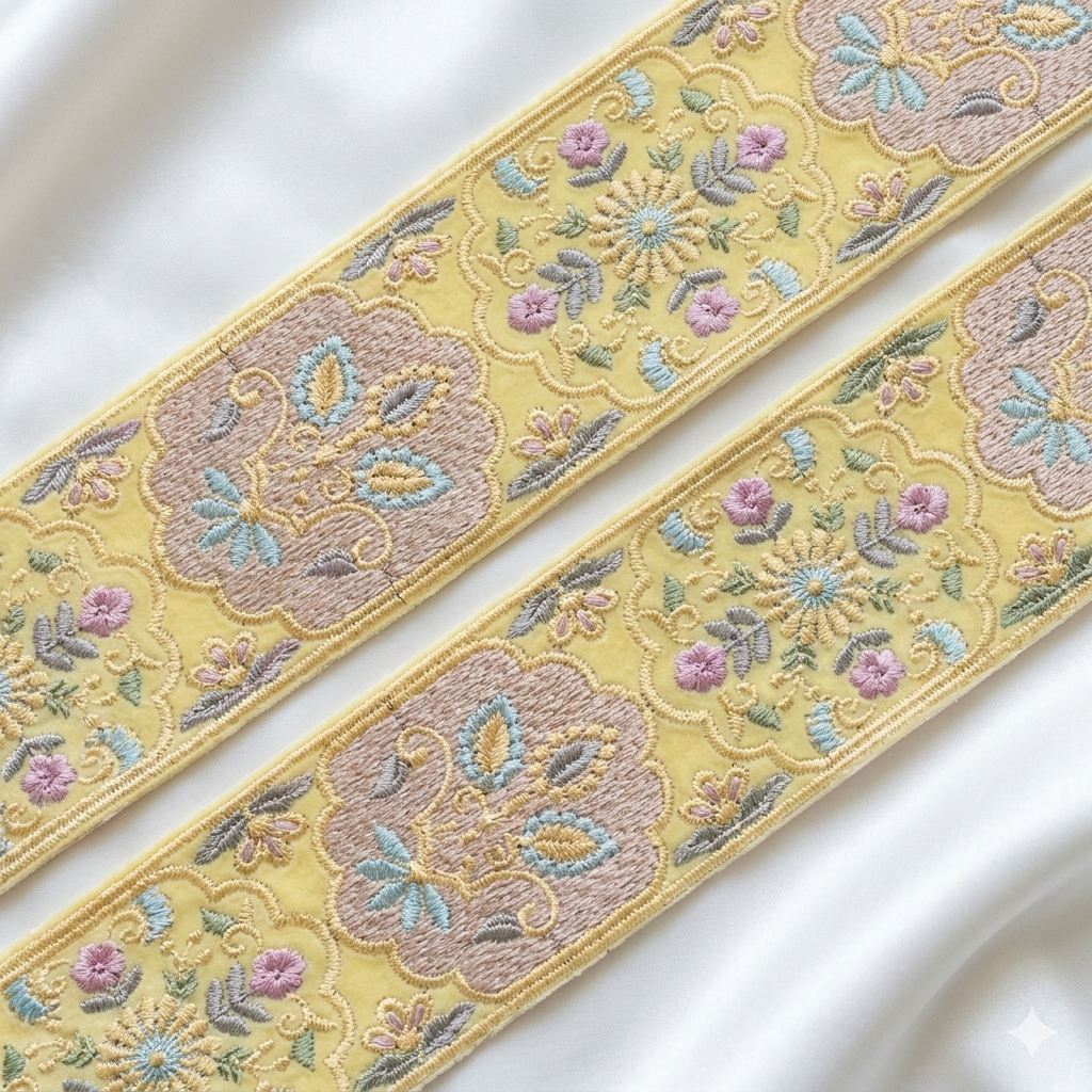Designer Floral Embroidered Lace Trim Border for Ethnic, Festive & Bridal Wear