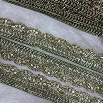 Embroidered Zari Border Lace with Beads & Sequins