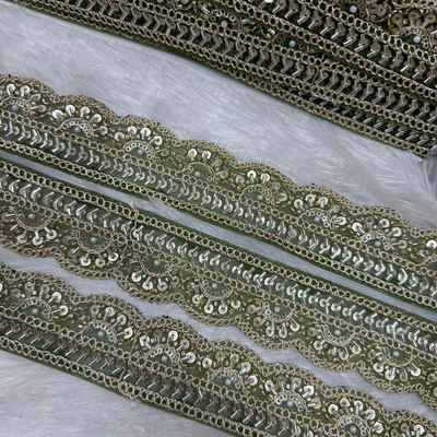 Embroidered Zari Border Lace with Beads & Sequins