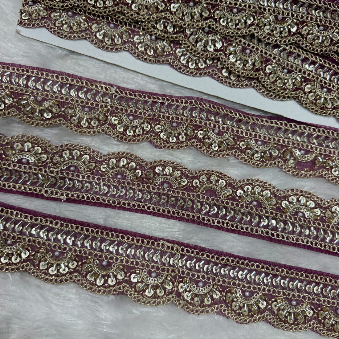 Embroidered Zari Border Lace with Beads & Sequins