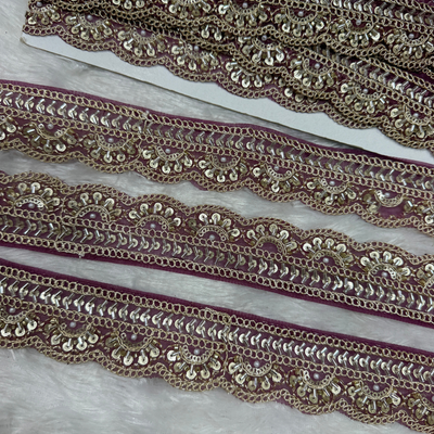 Embroidered Zari Border Lace with Beads & Sequins hover