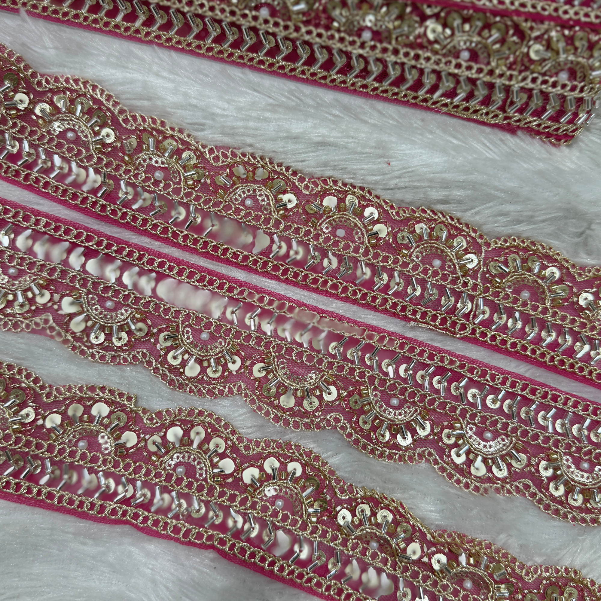 Embroidered Zari Border Lace with Beads & Sequins