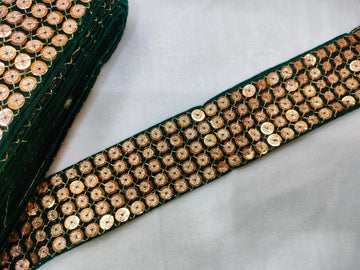 Elegant Dark Green Sequin Fancy Trim