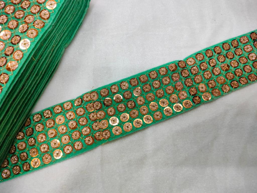 Light Green Sequin Fancy Trim for Stylish Embellishments