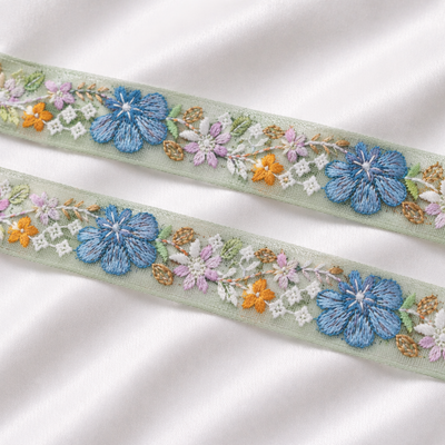 Multicolor Floral Embroidered Lace Trim Border