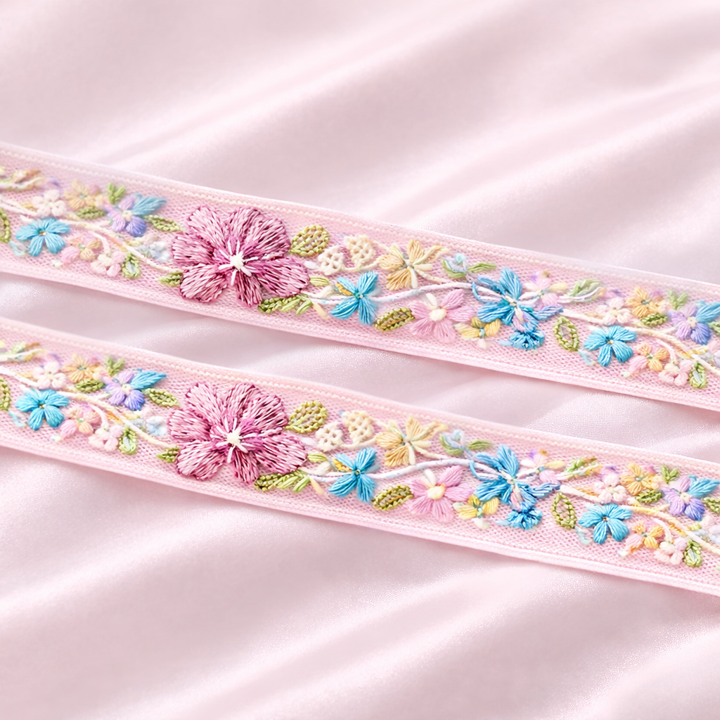 Multicolor Floral Embroidered Lace Trim Border