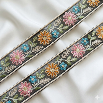 Handcrafted Floral Embroidered Lace Trim Border for Designer