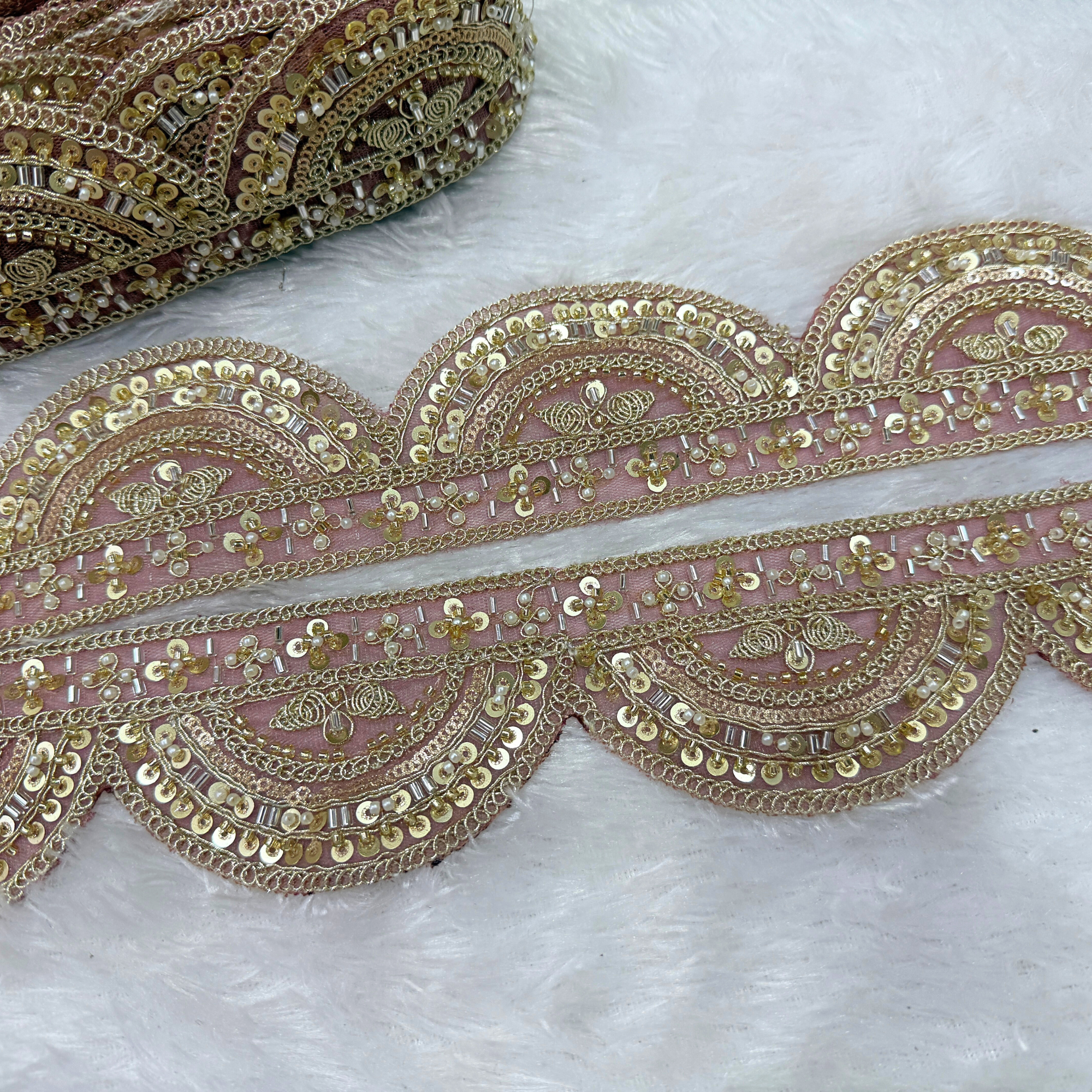 Zari Embroidered & Sequin Detailing Lace Border