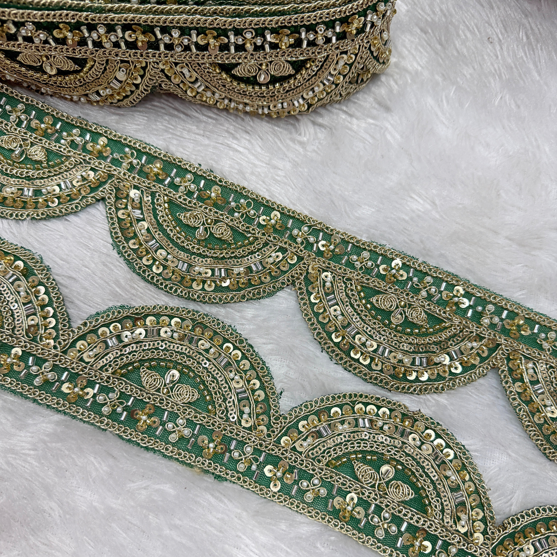 Zari Embroidered & Sequin Detailing Lace Border