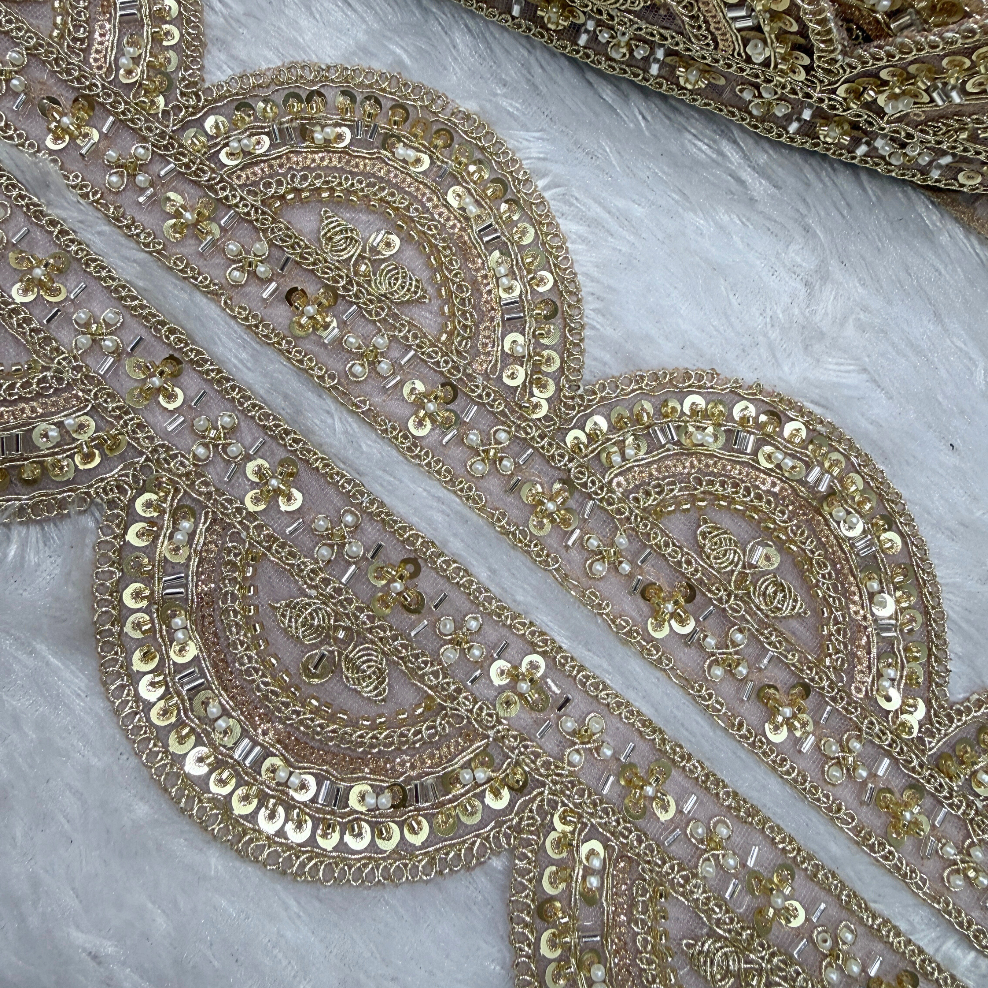 Zari Embroidered & Sequin Detailing Lace Border