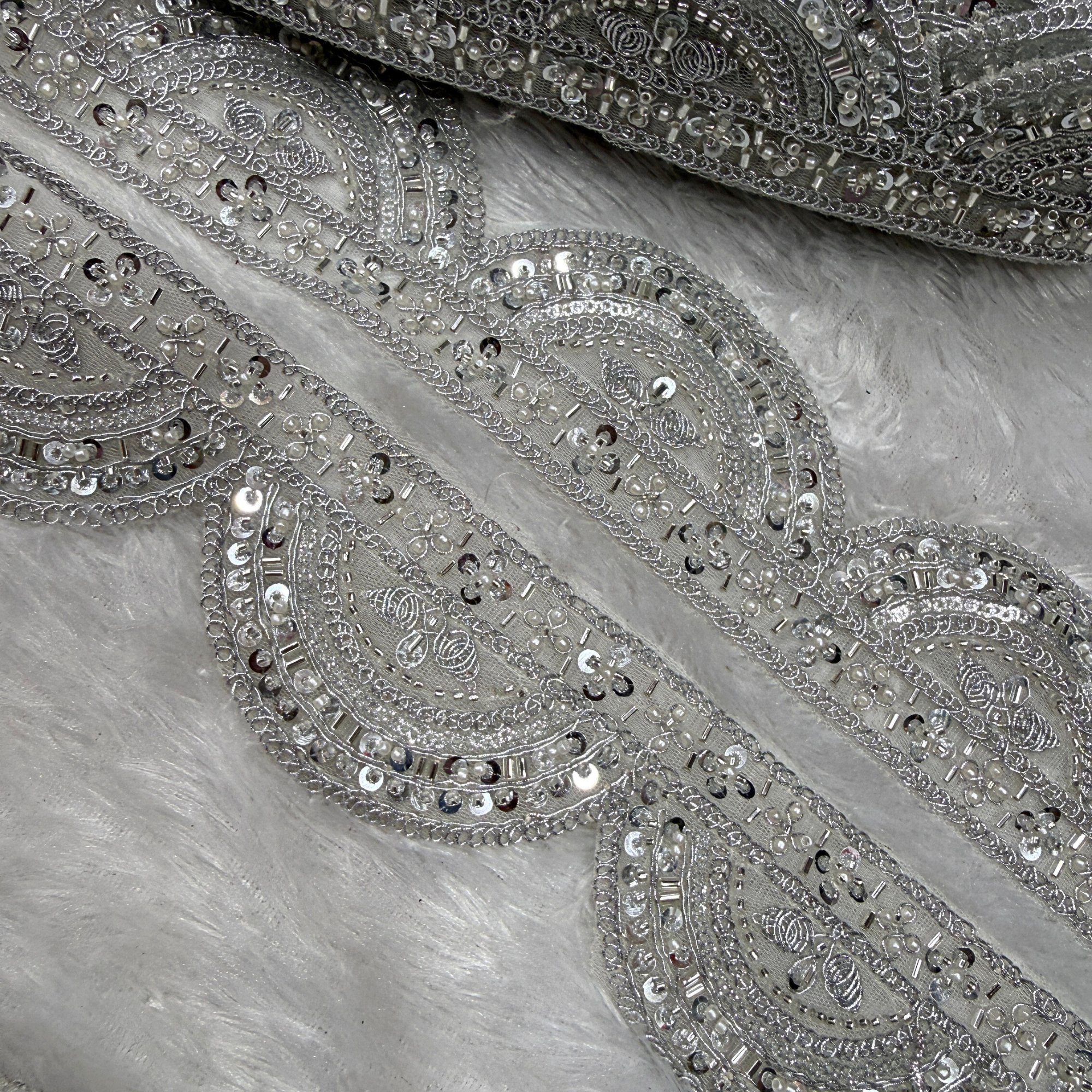 Zari Embroidered & Sequin Detailing Lace Border