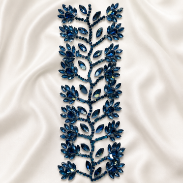 Crystal Leaf Vine Embellished Lace Patch Trim