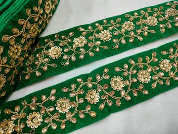 Green Fancy Velvet Zari Work