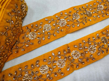 Yellow Fancy Velvet Zari Work