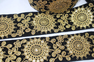 Black Fancy Sequin Work Trim