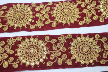 Maroon Fancy Sequin Work Trim