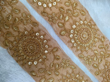 Beige Fancy Sequin Work Trim