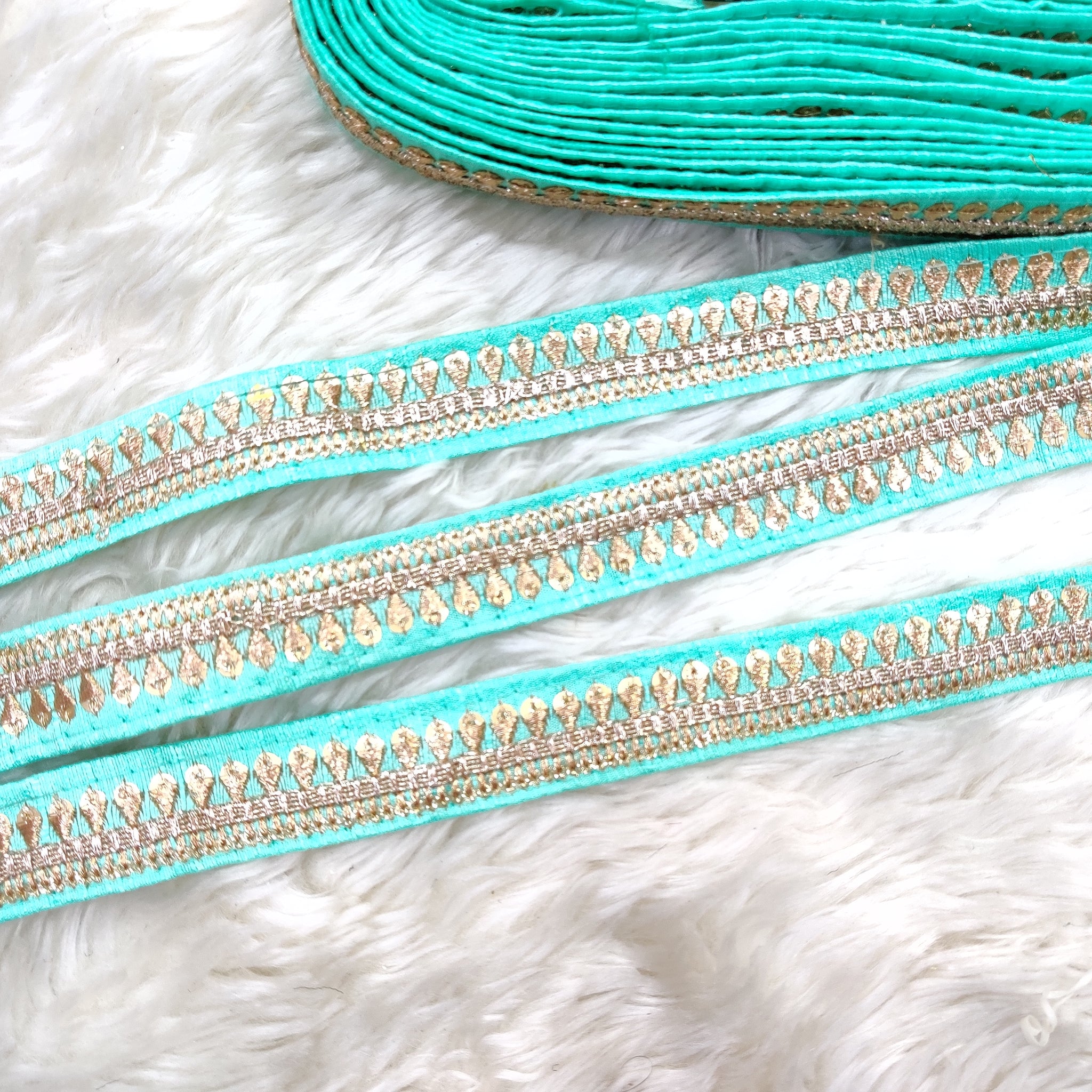 Chic Light Blue Sequin Fancy Trim for Stylish Embellishments