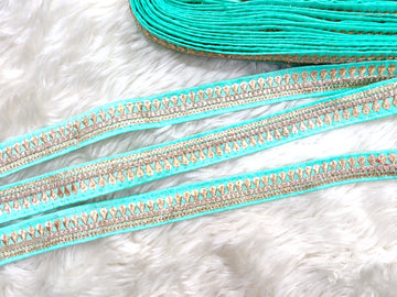 Chic Light Blue Sequin Fancy Trim for Stylish Embellishments