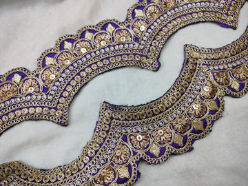 Purple Scalloped Embroidery Lace