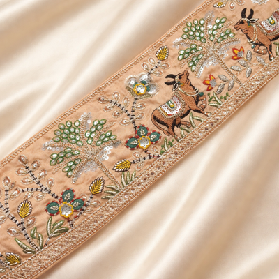 Designer Cow & Floral Embroidered Trim hover