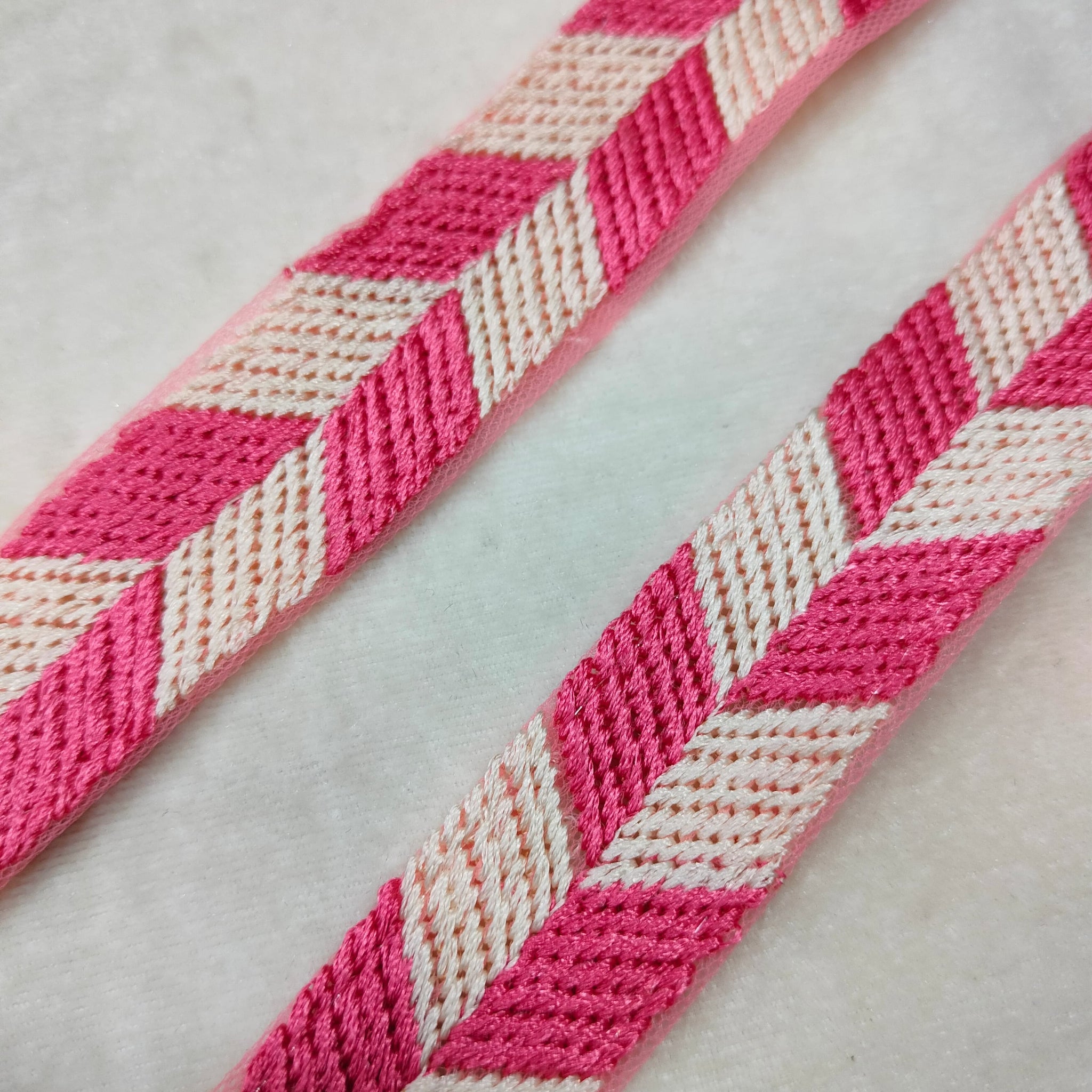 Blush Pink Embellished Threadwork Trim