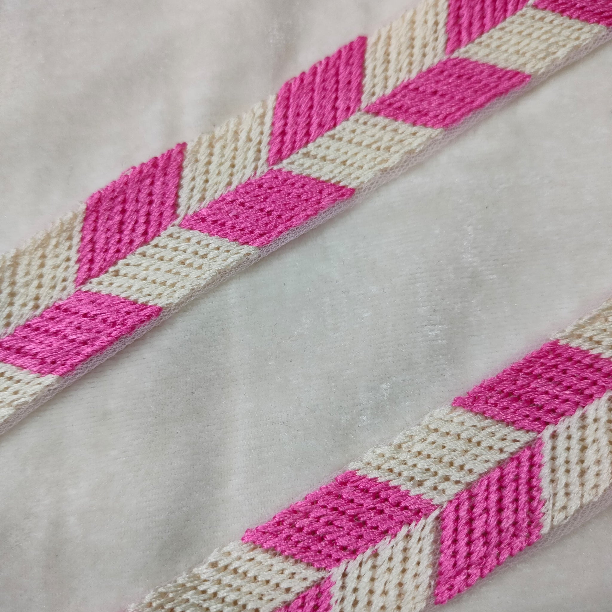 Pink Embellished Threadwork Trim